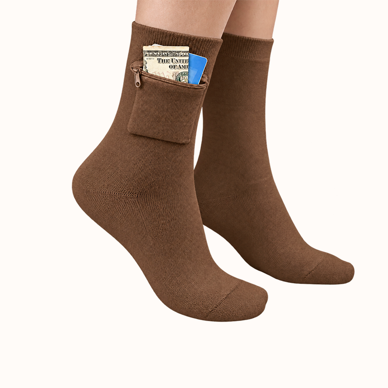 Travel Socks with Hidden Zip Pocket