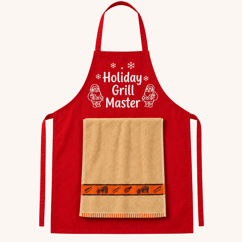 π
Christmas BBQ Apron β Funny Holiday Grill Master Apron with Towel