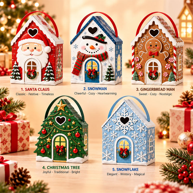Christmas Cottage Handle Gift Box โ 3D Festive Candy & Cookie Gift Packaging Box