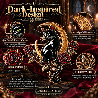 🐈‍⬛ Black Cat Crescent Moon Brooch--Wear a Little Midnight Magic🌙