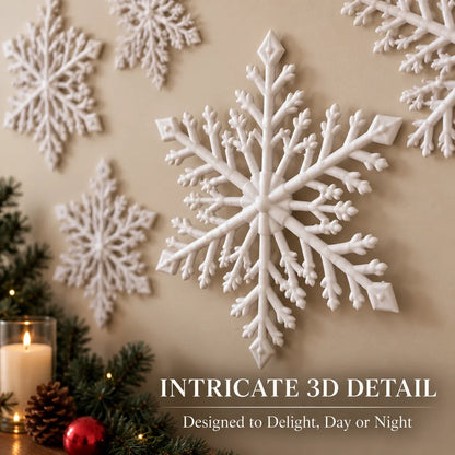 ❄️ LED Snowflake Wall Lights | 3D Christmas Snowflake Décor | 12, 24 & 36 Snowflake Sets | Blue & White Glow + Remote Control ✨
