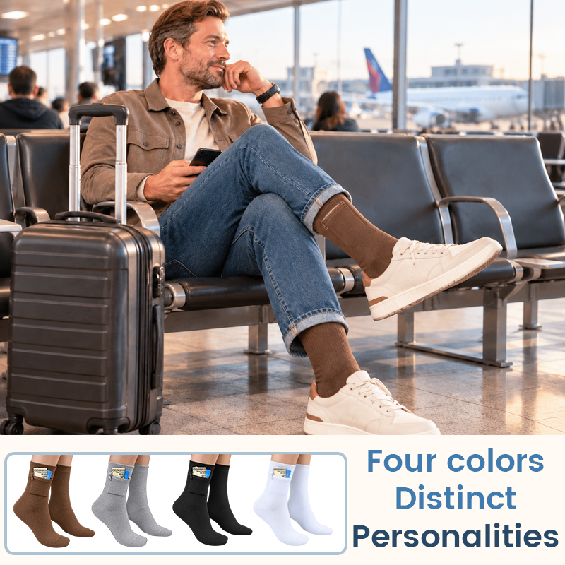 Travel Socks with Hidden Zip Pocket