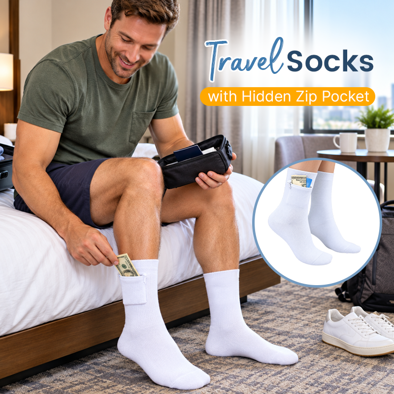 Travel Socks with Hidden Zip Pocket