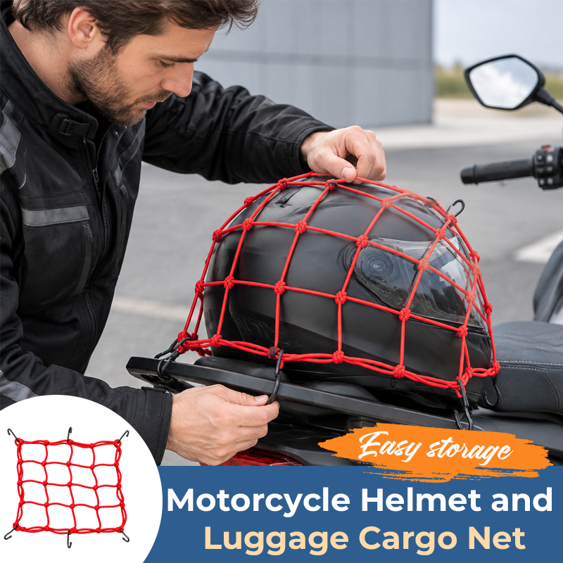 Motorcycle Helmet and Luggage Cargo Net