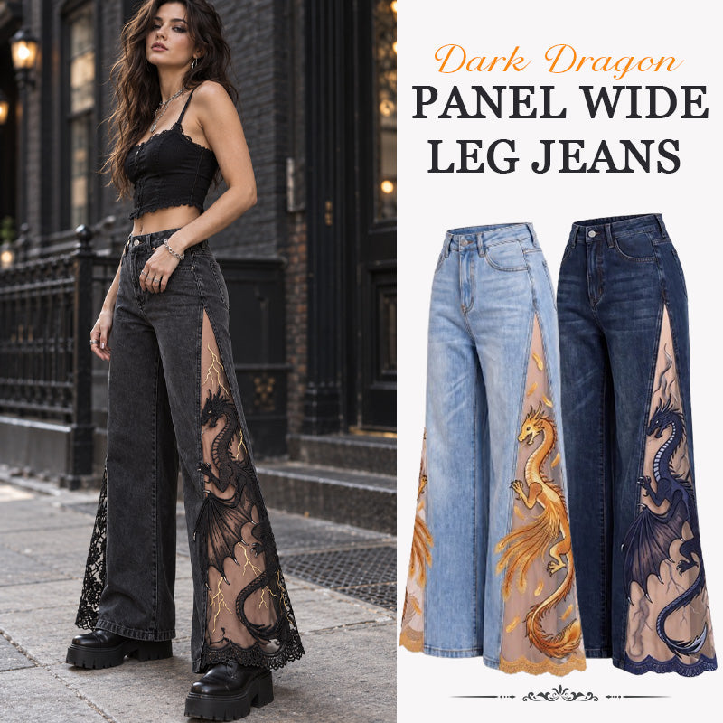 Dragon Lace Wide-Leg Jeans