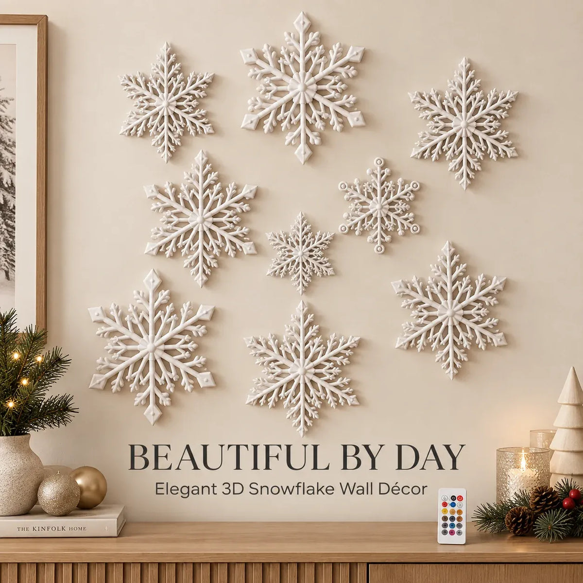 ❄️ LED Snowflake Wall Lights | 3D Christmas Snowflake Décor | 12, 24 & 36 Snowflake Sets | Blue & White Glow + Remote Control ✨