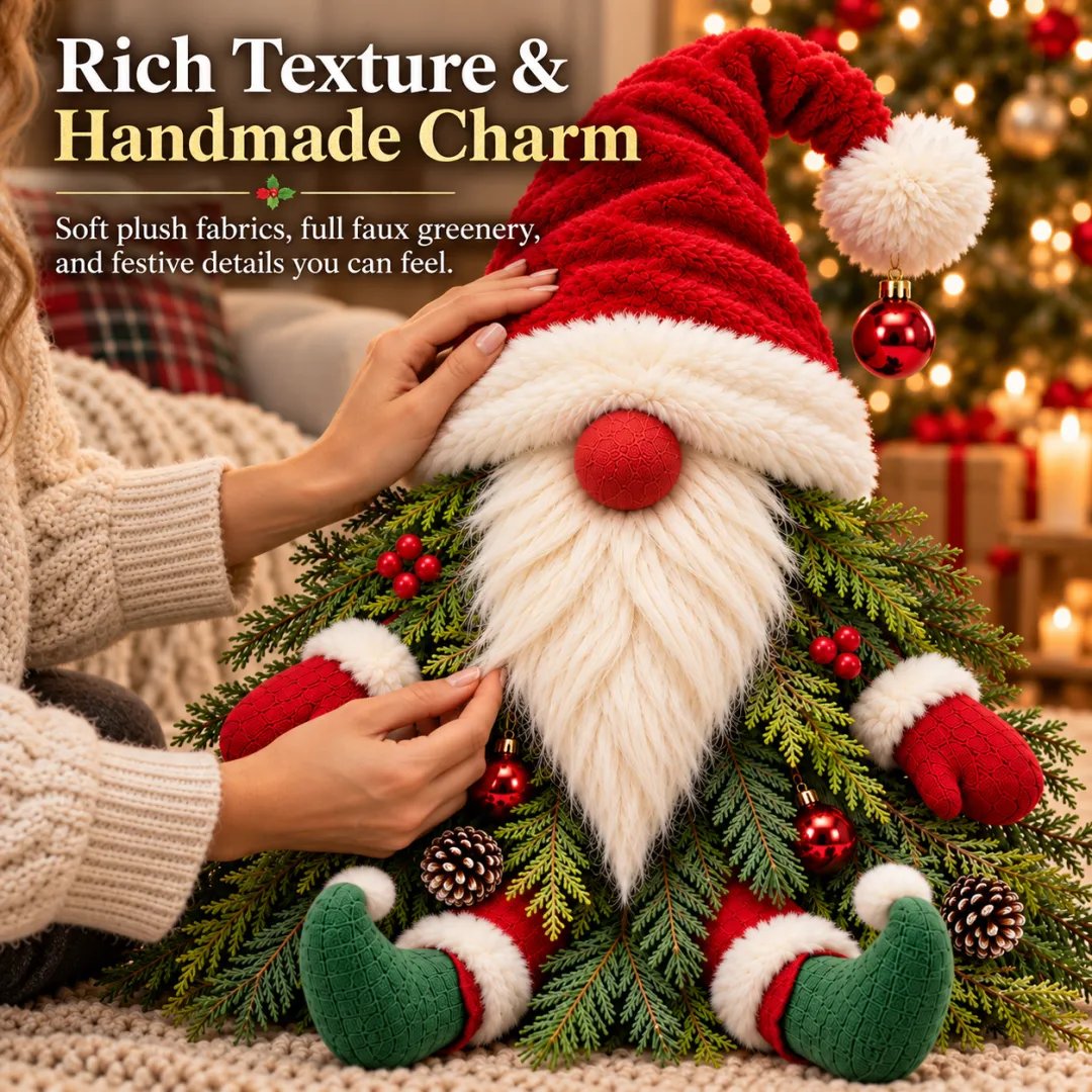 🎅 Sitting Christmas Evergreen Gnome | Woodland Holiday Decor