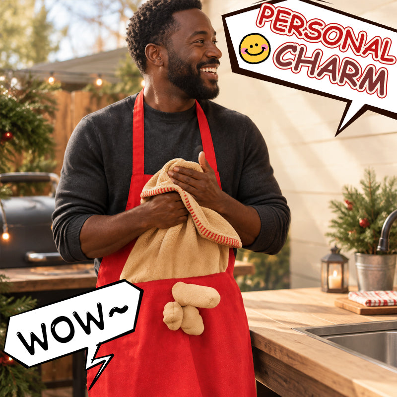 🎅 Christmas BBQ Apron – Funny Holiday Grill Master Apron with Towel