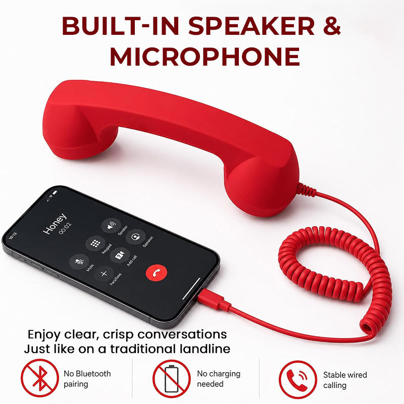 Black retro USB-C telephone receiver