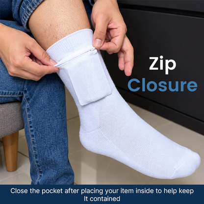 Travel Socks with Hidden Zip Pocket