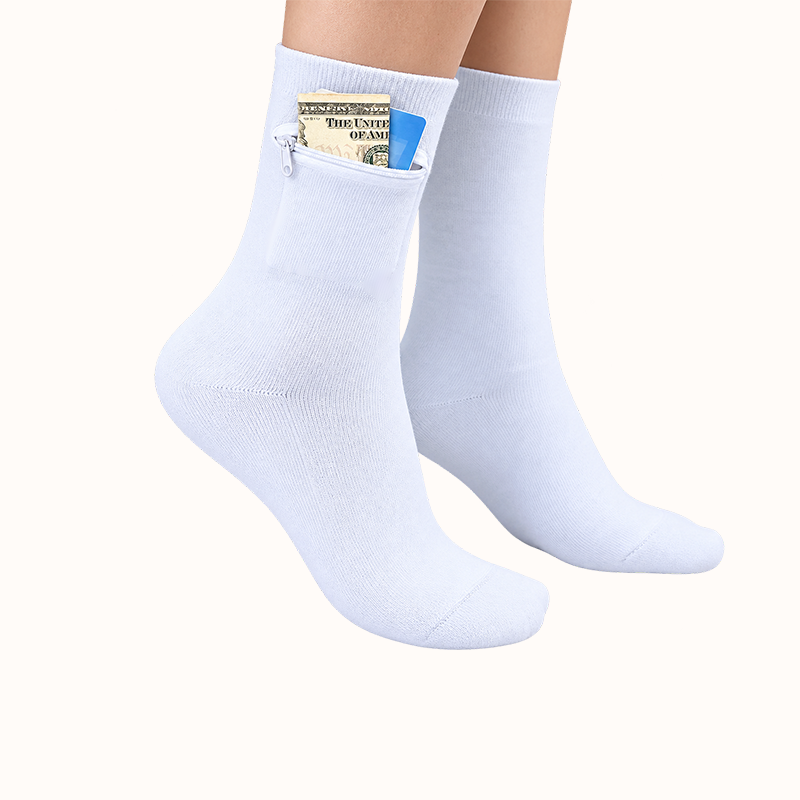 Travel Socks with Hidden Zip Pocket