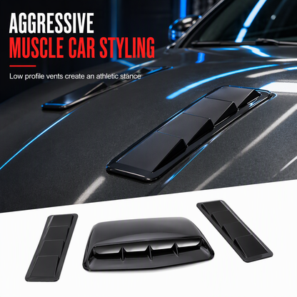 Car Hood Decorative Air Vent Sticker Adhesive Fake Intake Scoop Bonnet Trim Shark Gill Style