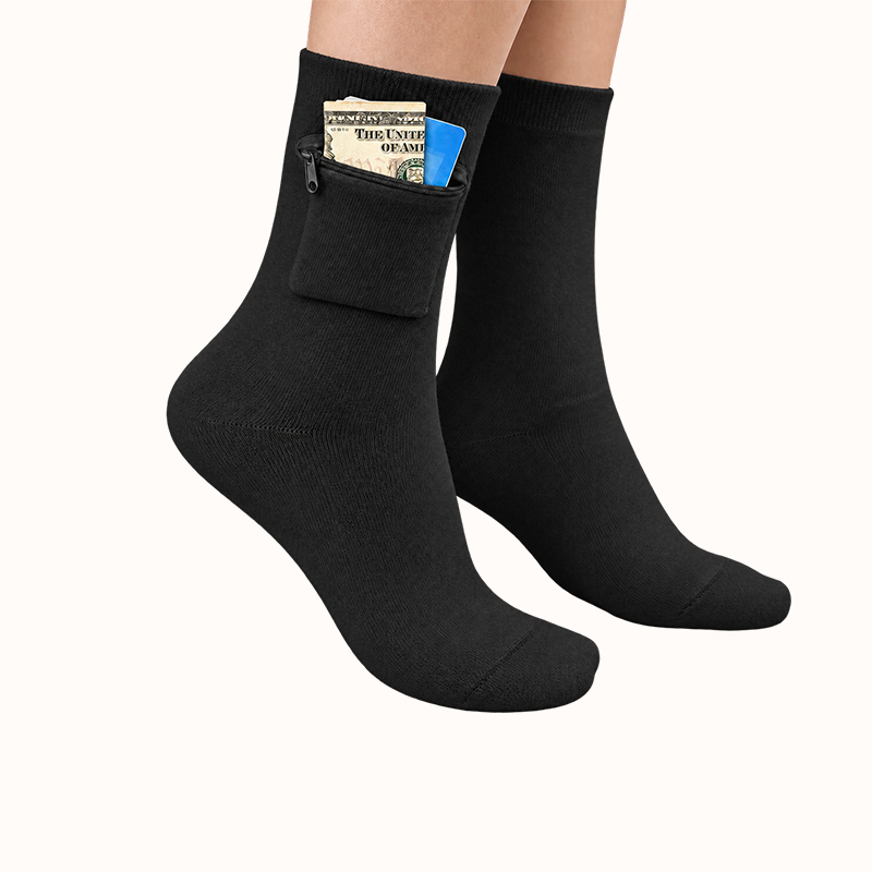 Travel Socks with Hidden Zip Pocket