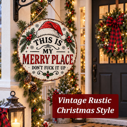 🎄Vintage "This Is My Merry Place" Christmas Hanging Sign
