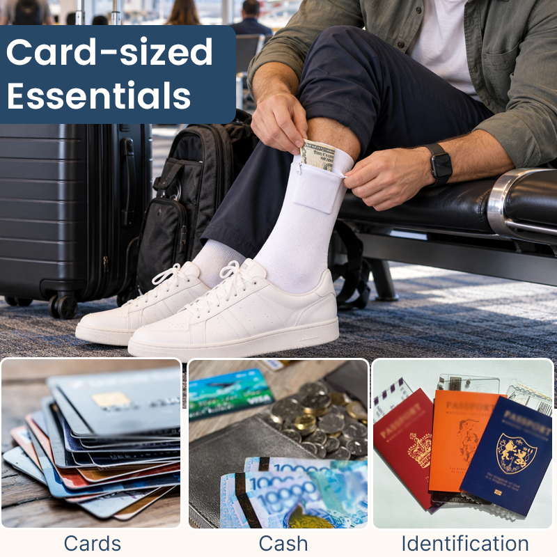 Travel Socks with Hidden Zip Pocket