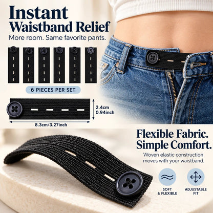 👖 Elastic Waistband Extender Buttons – Adjustable Comfort, 6-Piece Set
