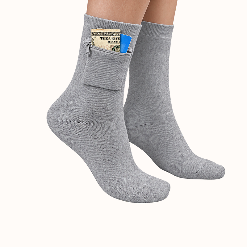 Travel Socks with Hidden Zip Pocket