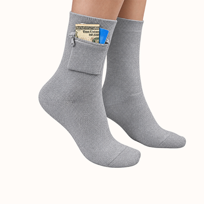 Travel Socks with Hidden Zip Pocket