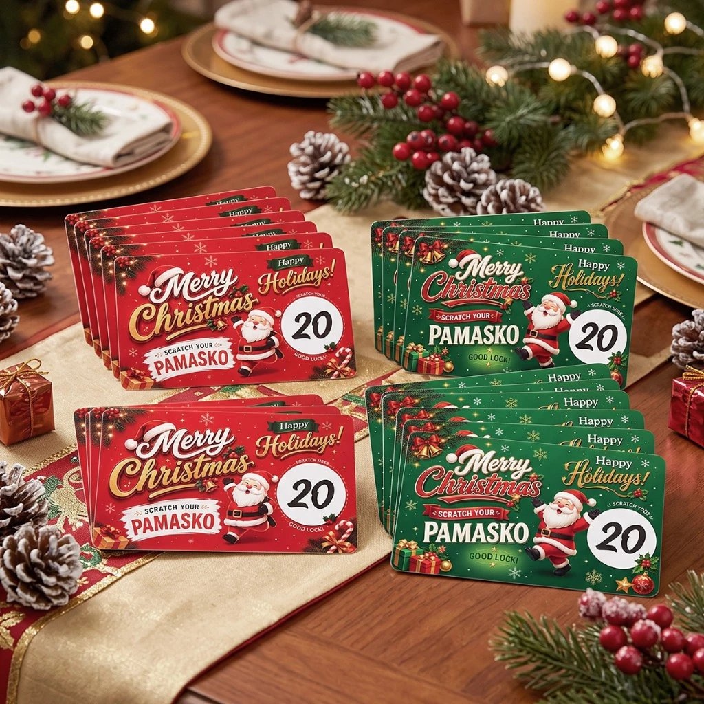 Christmas scratch-off cards for personalised party surprises