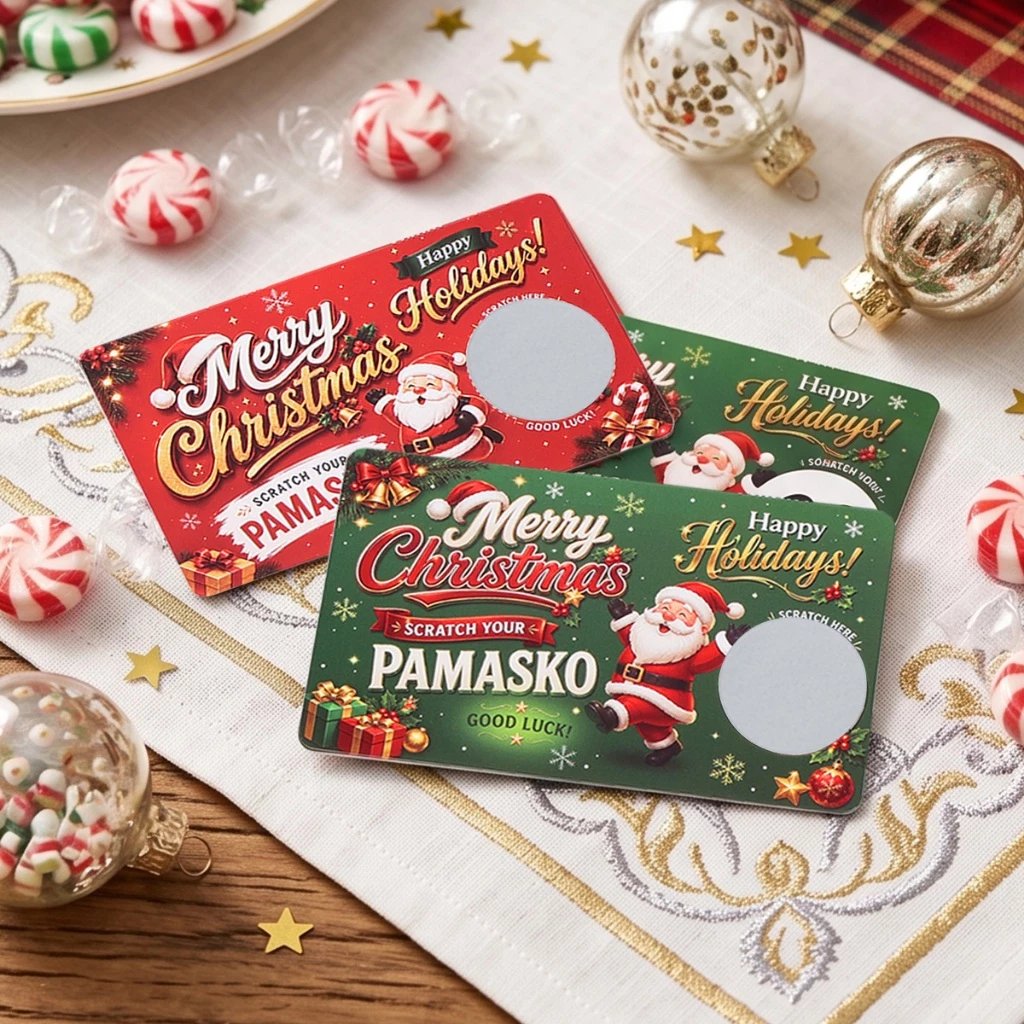 Christmas scratch cards with included scratch-off stickers