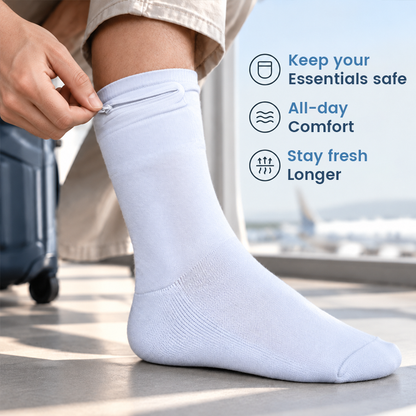 Travel Socks with Hidden Zip Pocket