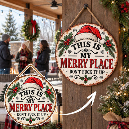 🎄Vintage "This Is My Merry Place" Christmas Hanging Sign