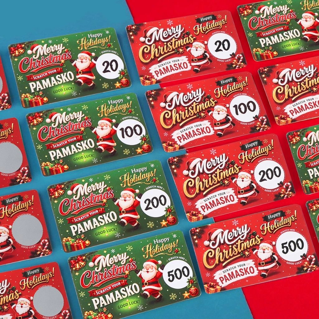 Christmas scratch card pack sizes for small and large groups