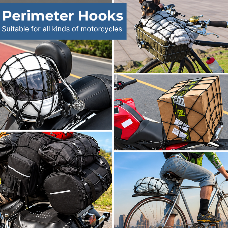 Motorcycle Helmet and Luggage Cargo Net