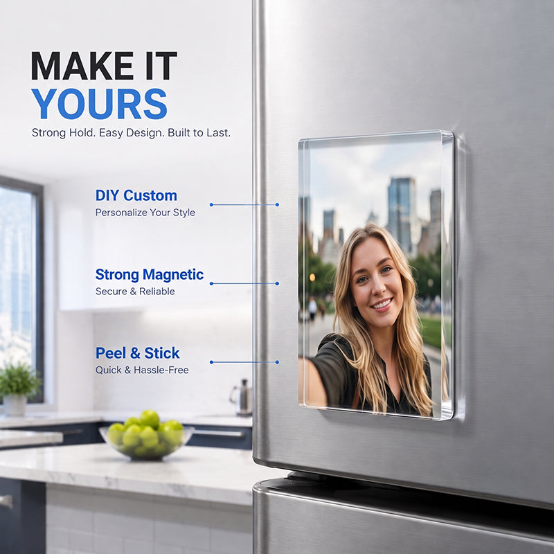 Square and round DIY fridge magnet kit options