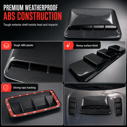 Car Hood Decorative Air Vent Sticker Adhesive Fake Intake Scoop Bonnet Trim Shark Gill Style