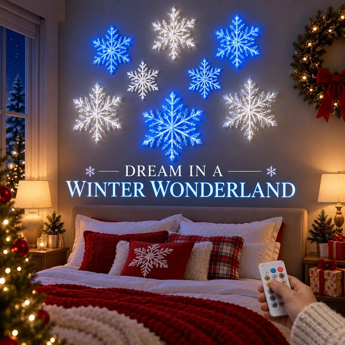 ❄️ LED Snowflake Wall Lights | 3D Christmas Snowflake Décor | 12, 24 & 36 Snowflake Sets | Blue & White Glow + Remote Control ✨