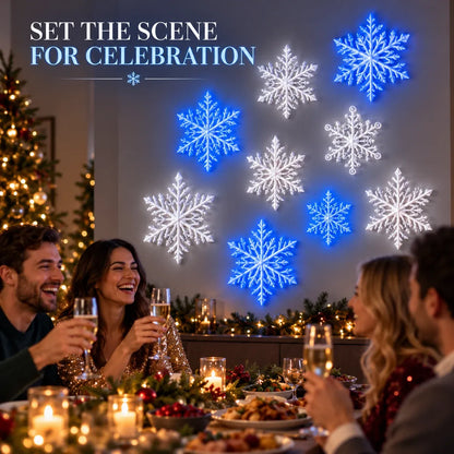 ❄️ LED Snowflake Wall Lights | 3D Christmas Snowflake Décor | 12, 24 & 36 Snowflake Sets | Blue & White Glow + Remote Control ✨
