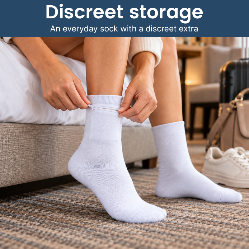 Travel Socks with Hidden Zip Pocket