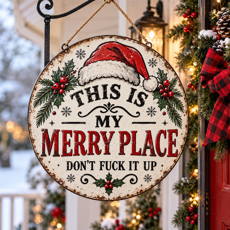 🎄Vintage "This Is My Merry Place" Christmas Hanging Sign