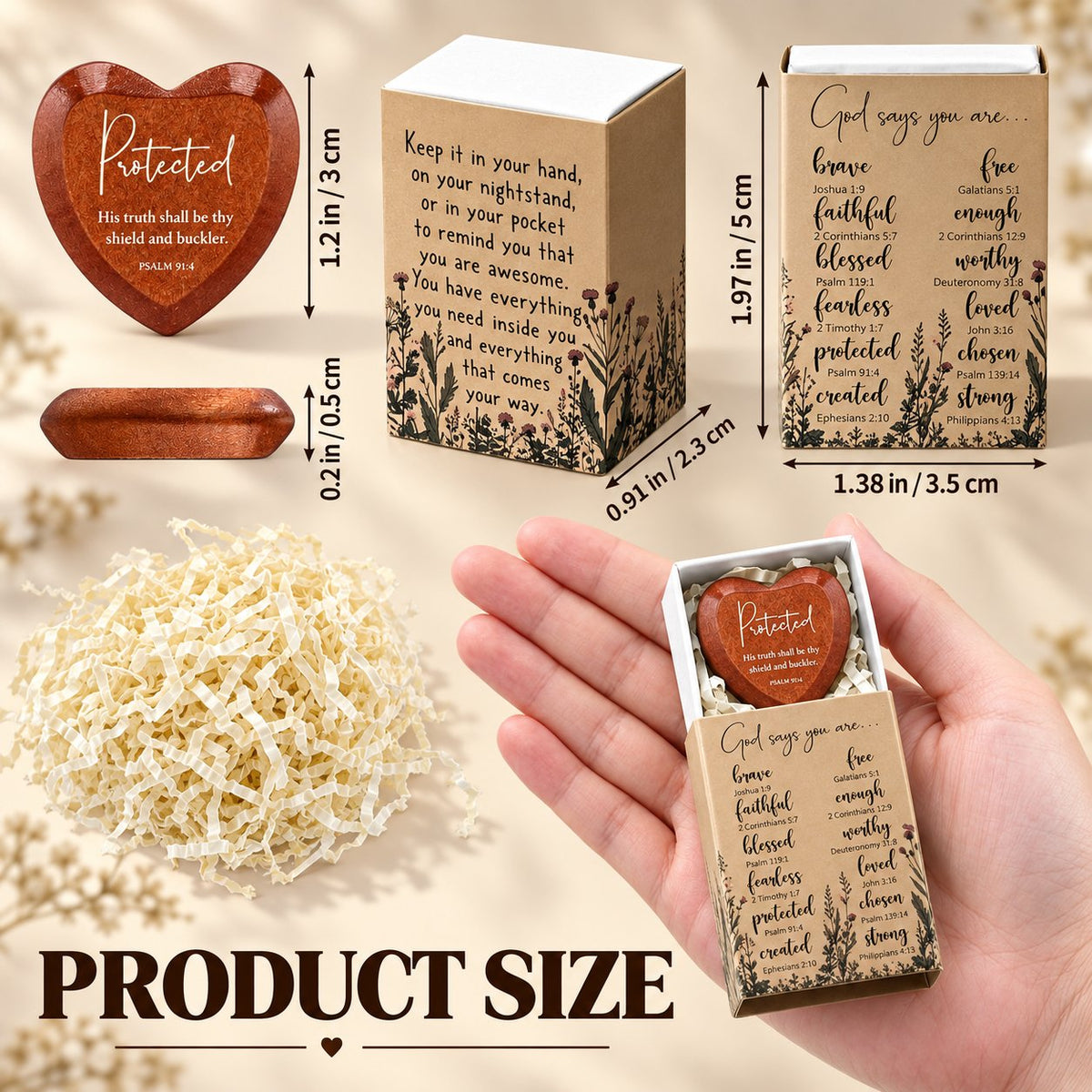 Twelve-piece wooden pocket heart gift set