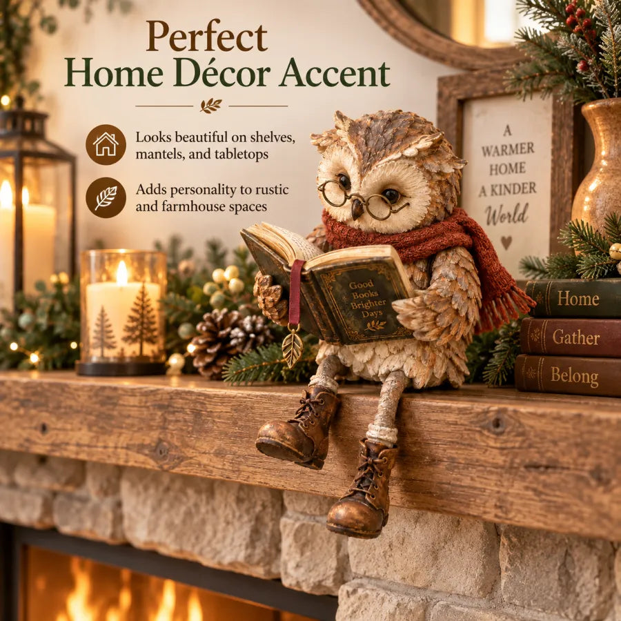 Owl ornament styled in a home interior