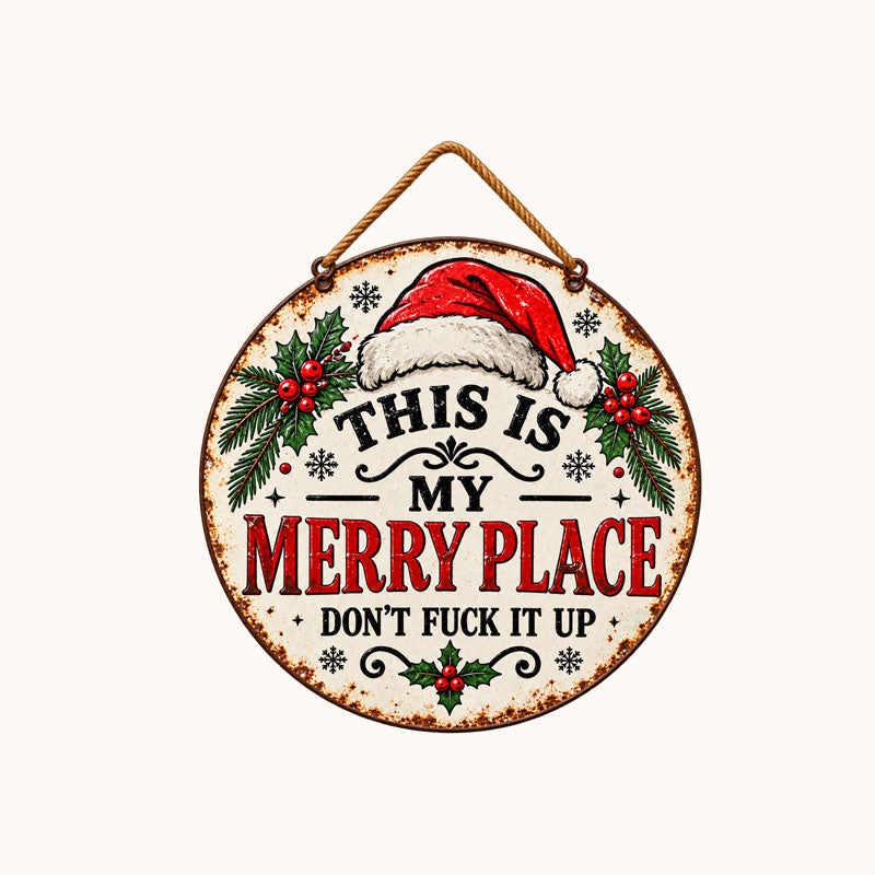 🎄Vintage "This Is My Merry Place" Christmas Hanging Sign