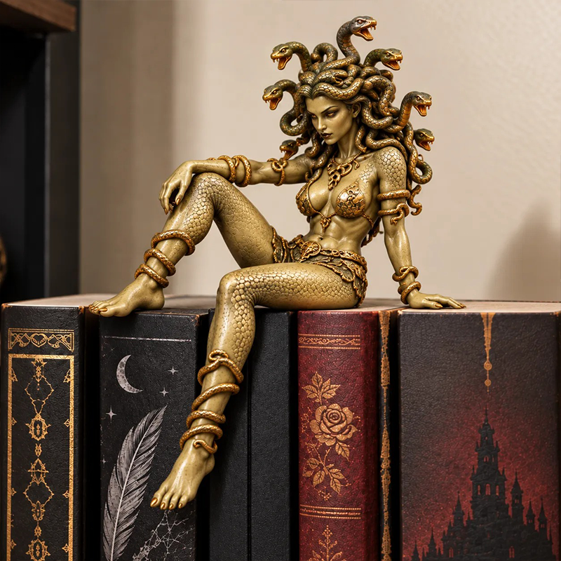 Medusa Goddess Snake Hair Statue, Greek Mythology Gothic Desk Ornament