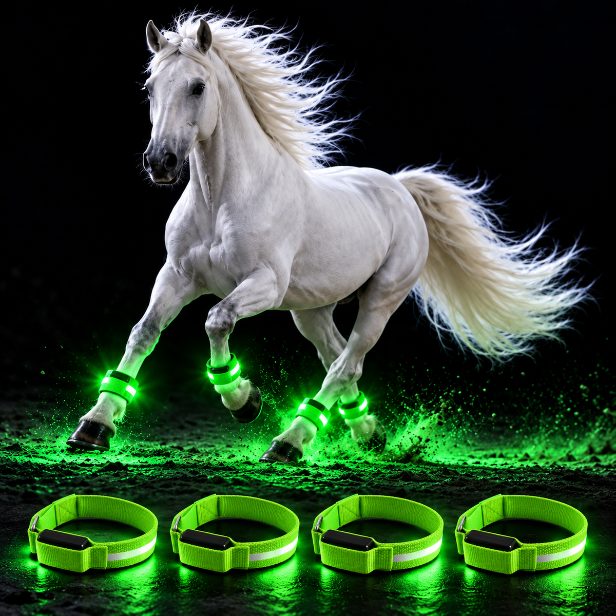 LED Horse Leg Bands | High-Visibility Light-Up Bands for Night Riding