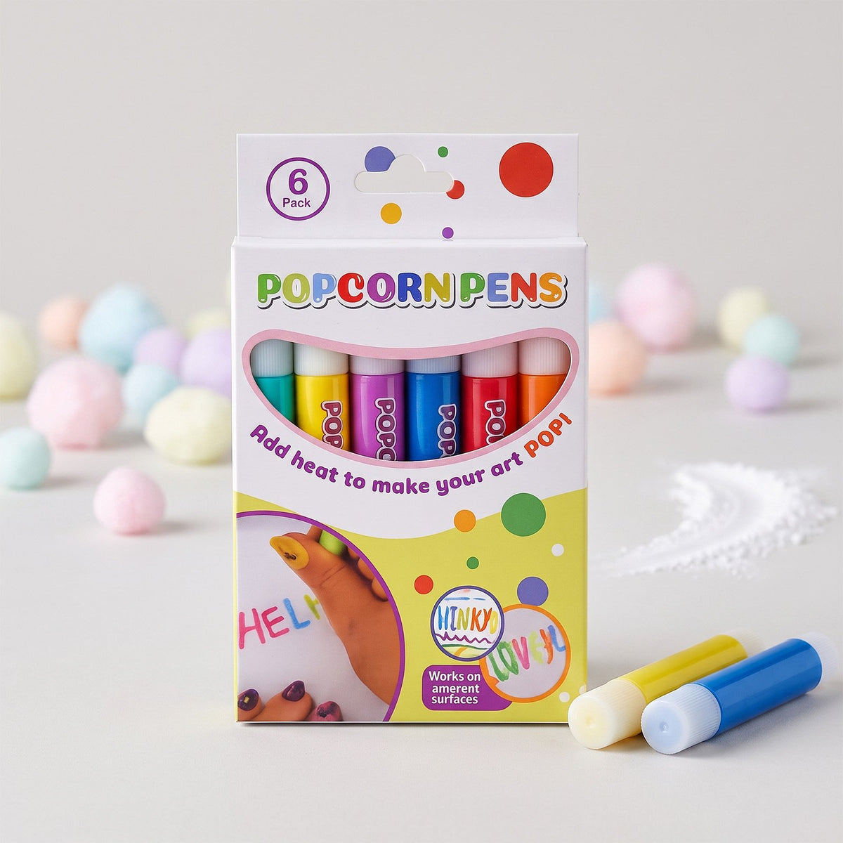 🍿6 Pack Heat Activated Popcorn Pens 3D Puffy Bubble Drawing Pens Kids DIY Art Craft Supplies