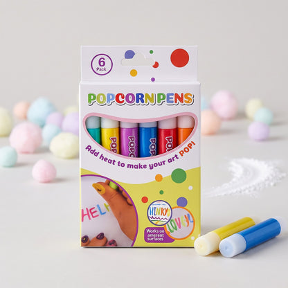 🍿6 Pack Heat Activated Popcorn Pens 3D Puffy Bubble Drawing Pens Kids DIY Art Craft Supplies