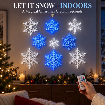 ❄️ LED Snowflake Wall Lights | 3D Christmas Snowflake Décor | 12, 24 & 36 Snowflake Sets | Blue & White Glow + Remote Control ✨