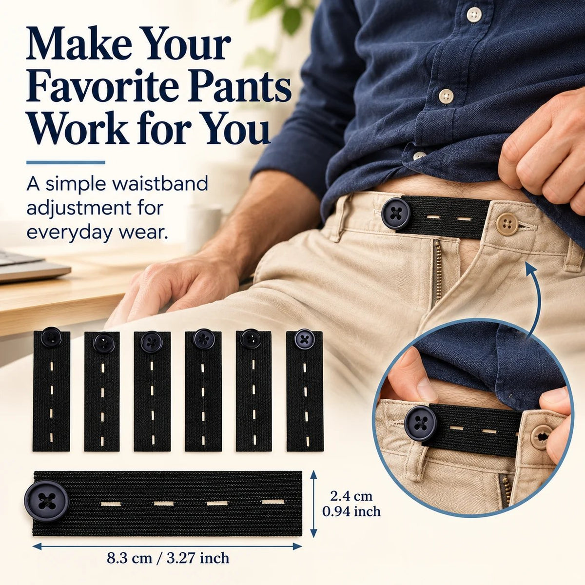 👖 Elastic Waistband Extender Buttons – Adjustable Comfort, 6-Piece Set