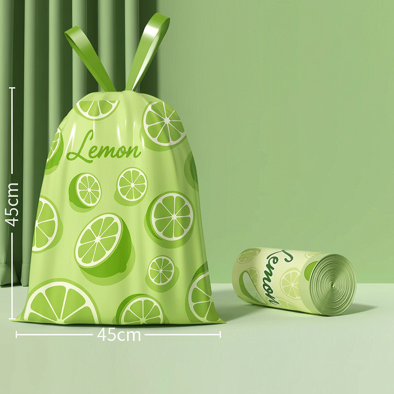 Tear-resistant, drawstring, extra-thick patterned trash bags