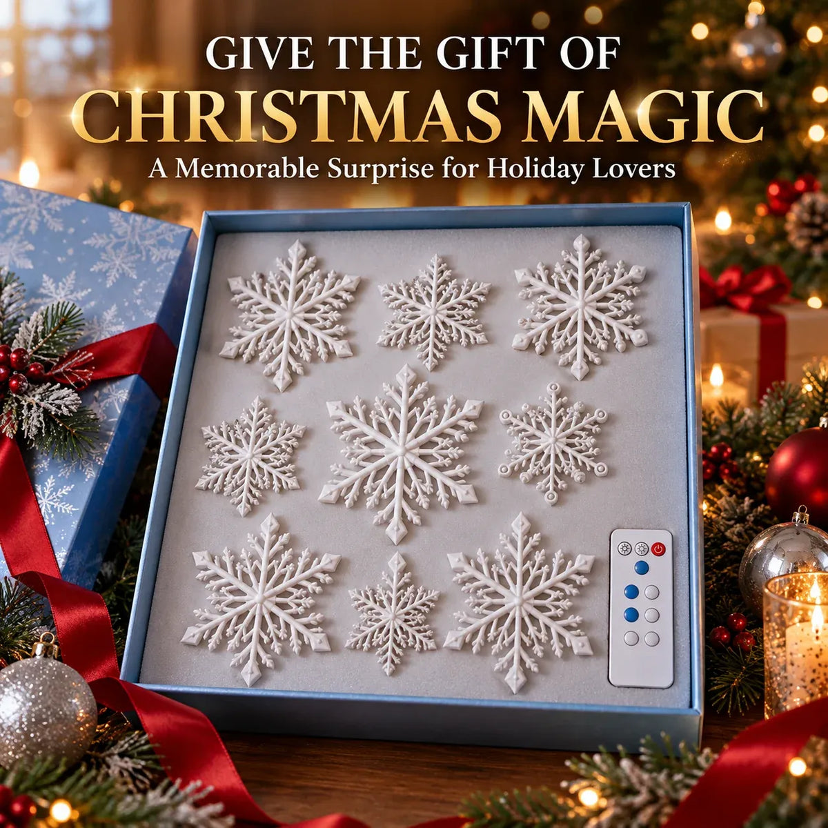 ❄️ LED Snowflake Wall Lights | 3D Christmas Snowflake Décor | 12, 24 & 36 Snowflake Sets | Blue & White Glow + Remote Control ✨