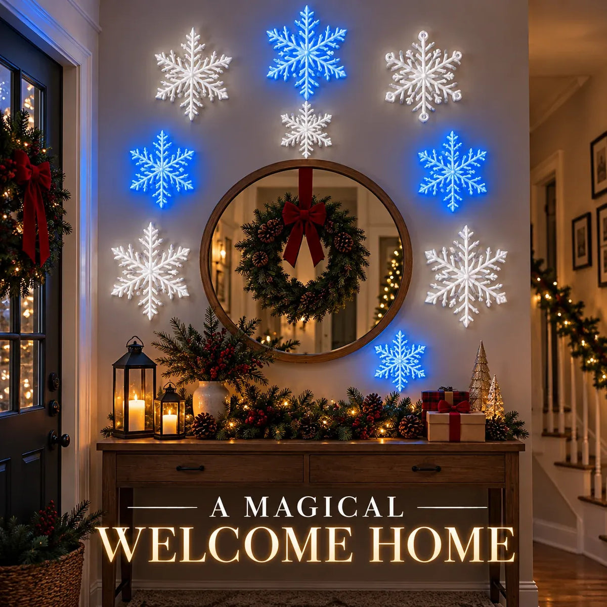 ❄️ LED Snowflake Wall Lights | 3D Christmas Snowflake Décor | 12, 24 & 36 Snowflake Sets | Blue & White Glow + Remote Control ✨