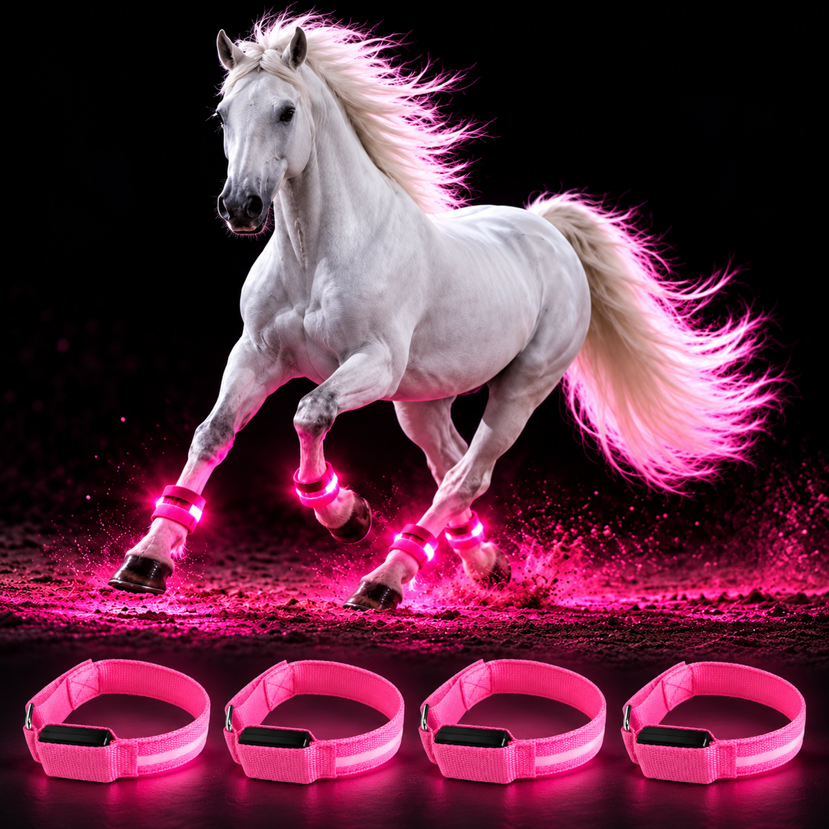 LED Horse Leg Bands | High-Visibility Light-Up Bands for Night Riding