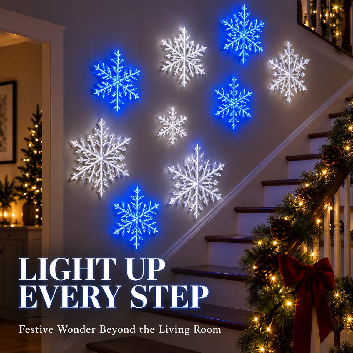❄️ LED Snowflake Wall Lights | 3D Christmas Snowflake Décor | 12, 24 & 36 Snowflake Sets | Blue & White Glow + Remote Control ✨