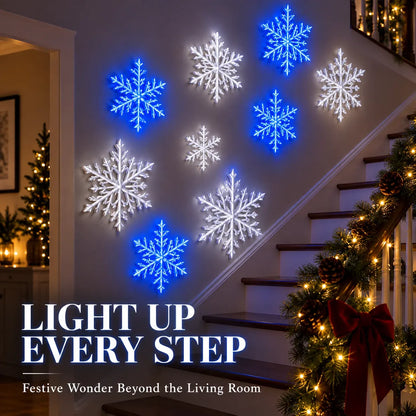❄️ LED Snowflake Wall Lights | 3D Christmas Snowflake Décor | 12, 24 & 36 Snowflake Sets | Blue & White Glow + Remote Control ✨