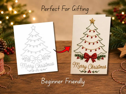 🌲Christmas Hand Embroidery Card DIY Kit | Stitch Your Way Into the Christmas Spirit ✨ 🎁